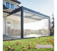 KJLEEN 3m×5m Clear Tarpaulin Waterproof Heavy Duty 440g/m² Transparent Tarpaulin PVC Clear Tarp with Reinforced Eyelets & Rope, Windproof Gazebo Side Panels Pergola Cover for Garden Greenhouse（3×5m)
