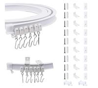 KJLEEN 3M/9.8Ft Bendable Ceiling Curtain Track for Bay Window, Flexible Curtain Rail Track and Fittings, Heavy Duty Wall Mounted Curtain Track for RV Shower Corner Room Divider (White, 3 Meter)