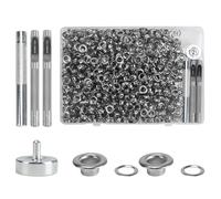KJLEEN 480 Sets Grommets Tool Kit 6mm Eyelet Punch Kit Silver Grommet Eyelets Set Metal Eyelet Kit with Punch Tools for Fabric Leather Canvas Belt Clothing Craft (Silver)