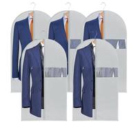 KJLEEN 5 Pack Garment Covers 39 inch Foldable Garment Bags Suit Covers for Men Women, Visible Plastic Clothes Covers Protector Bags with Zips, Mothproof Clothes Bags for Suits Jackets Travel Storage