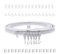 KJLEEN 5M/16.4Ft Bendable Ceiling Curtain Track for Bay Window, Flexible Curtain Rail Track and Fittings, Heavy Duty Wall Mounted Curtain Track for RV Rail Room Divider Shower Corner (White, 5 Meter)