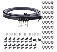 KJLEEN 5M/16.4Ft Bendable Ceiling Curtain Track for Bay Window, Flexible Curtain Rail Track and Fittings, Heavy Duty Wall Mounted Curtain Track for RV Room Divider Shower Corner (Black, 5 Meter)