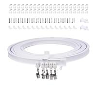 KJLEEN 5M/16.4Ft Bendable Curtain Track Wall Mounted, Flexible Heavy Duty Curtain Rail Track and Fittings for Bay Window Caravan RV Shower Corner Room Divider (White, 5 Meter)
