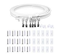 KJLEEN 5M/16.4Ft Ceiling Curtain Track Bendable Curtain Track and Fittings, Heavy Duty Flexible Curtain Rail for Bay Window RV Caravan Room Divider Shower Corner (White, 5 Meter)