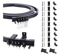 KJLEEN Bendable Ceiling Curtain Track 3M/9.8Ft Flexible Ceiling Curtain Rail Track and Fittings, Heavy Duty Wall Mounted Curtain Track for Bay Window RV Shower Corner Room Divider (Black, 3 Meter)