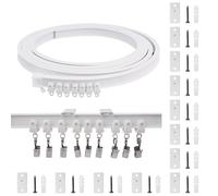 KJLEEN Bendable Ceiling Curtain Track 4M/13.12Ft Flexible Ceiling Curtain Track and Fittings Heavy Duty Curtain Rail for Bay Window RV Caravan Room Divider Shower Corner (White, 4 Meter)