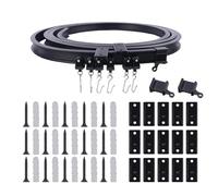 KJLEEN Ceiling Curtain Track 5M/16.4Ft Flexible Ceiling Curtain Track and Fittings Bendable Heavy Duty Curtain Rail for Bay Window Caravan Shower Corner RV Room Divider (Black, 5 Meter)