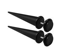KJM FASHION 2PCS Acrylic 16g 1.2mm 0g 8mm Taper Black O-Rings Cheater Plug Earring Illusion Gauge Ear Lobe Piercing Jewellery 2081