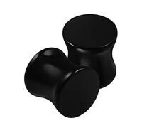 KJM FASHION 2pcs Acrylic Black Double Flared Saddle Ear Stretcher Plugs Flesh Earring Lobe Gauge Piercing Jewellery See More Sizes, Acrylic, Metal, NA