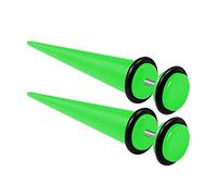 KJM FASHION 2PCS Green Acrylic 16g 1.2mm 0g 8mm Taper Black O-Rings Cheater Plug Earring Illusion Gauge Ear Lobe Piercing Jewellery 2086