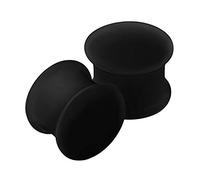 KJM FASHION 2PCS Silicone Black 1/2 inch 12mm Double Flared Saddle Earring Earring Stretcher Ear Gauges Lobe Piercing Jewellery 2669