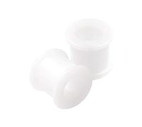 KJM FASHION 2PCS Silicone White 00g 10mm Double Flared Saddle Cute Stretcher Ear Tunnel Gauge Plug Earring Lobe Piercing Jewellery 2620