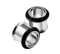KJM Fashion 2PCS Stainless Steel 00g 10mm Single Flared Ear Ring Stretcher Lobe Gauge Tunnel Plug Piercing Jewellery 1785