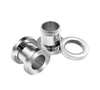 KJM Fashion 2PCS Stainless Steel 0g 8mm Flesh Screw Stretcher Ear Tunnel Gauge Plug Earring Lobe Piercing Jewellery 1861