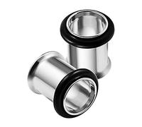 KJM Fashion 2PCS Stainless Steel 0g 8mm Single Flared Earring Stretcher Ear Tunnel Gauges Lobe Piercing Jewellery 1784