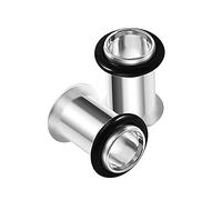KJM Fashion 2PCS Stainless Steel 2g 6mm Single Flared Gauge Earring Tunnel Ear Lobe Stretcher Piercing Jewellery 1782