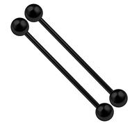 KJM FASHION 2PCS Stainless Steel Industrial Barbell Stud Scaffolding 14 Gauge 1 1/2 38mm 5mm Ball Earring Piercing Jewelry View More Colors, Stainless Steel, Metal, Steel