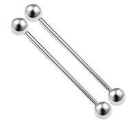 KJM FASHION 2PCS Stainless Steel Industrial Barbell Stud Scaffolding 14 Gauge 1 1/2 38mm 5mm Ball Earring Piercing Jewelry View More Colors, Metal, Stainless Steel, Steel