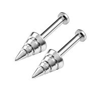 KJM FASHION 2PCS Steel with tiny 2.5mm round 16g 1/4 6mm 4mm ridged drill cone Rim Marilyn Monroe Earring Labret Piercing Jewellery 3557