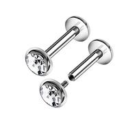KJM FASHION 2PCS Surgical Steel Internally Lip Rings 16g 1.2mm 7mm 5mm Clear Crystal Ball Marilyn Monroe Earrings Piercing Jewellery 8462