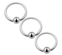 KJM FASHION 3PCS Surgical Steel Captive Ring 16 gauge 3/8 10mm 3mm Ball Tragus Auricle Lip Lobe Earring Cartilage Piercing Jewellery 0802