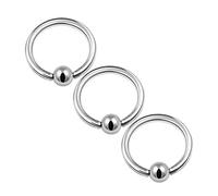 KJM FASHION 3PCS Surgical Steel Captive Ring 16 gauge 5/16 8mm 3mm Ball Snake Bite Lobe Nose Earrings Cartilage Piercing Jewellery 0801