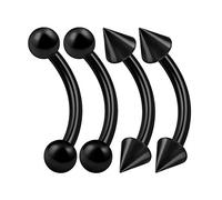KJM FASHION 4 Pcs Stainless Steel Black Curved 16g 3mm Bend Ear Stud Earrings for Daith Piercing, See More Sizes, Stainless Steel, Steel
