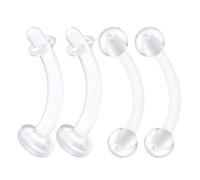 KJM FASHION 4PCS Bioplastic Clear Curved Barbell Retainer 16 Gauge 5/16 8mm Ball Helix Nose Rook Earrings Eyebrow Piercing Jewellery 2494