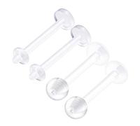 KJM FASHION 4PCS Bioplastic Clear Labret Stud Retainer 16 Gauge 3/8 10mm Ball Lip Spider Bite Lobe Earring Monroe Piercing Jewellery 2498