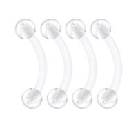 KJM FASHION 4PCS Flexible Acrylic Clear Curved Barbell Retainer 16 Gauge 5/16 8mm Ball Cartilage Earrings Eyebrow Piercing Jewellery 2482