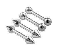 KJM FASHION 4PCS Surgical Steel Barbell Earrings 16 gauge 5/16 8mm 3mm Ball Spike Tragus Conch Rim Eyebrow Piercing Jewellery 0771