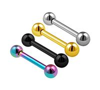 KJM FASHION 4PCS Surgical Steel Rainbow Barbell Earrings 16g 5/16 8mm 3mm Ball Cartilage Tragus Earrings Helix Piercing Jewellery 0681