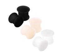 KJM FASHION 6PCS Silicone Black 00g 10mm Double Flared Saddle Skin White Ear Stretcher Gauge Plugs Lobe Earring Piercing Jewellery 2812