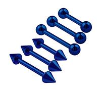 KJM FASHION 6PCS Stainless Steel Dark Blue Straight Barbell 16g 6mm 8mm 10mm 3mm Ball Cone Tragus Earrings Rook Piercing Jewellery 0690
