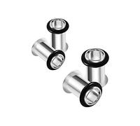 KJM Fashion Single Flared Piercing Jewellery More Sizes Pack of 4, Alloy Steel Rubber