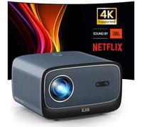 KJM Projector with Netflix Certified, 1000 ANSI Wifi Bluetooth Projector Native 1080P 4K Supported, Sound by JBL 10W Speakers, 3D Dolby Audio, Auto Focus, HDR10, Outdoor Home Theater Movie Projector