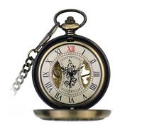 KJMWXOP Pocket Watches for Men with Chain Retro Extra Large Wood Grain Personalised Mechanical Steampunk Pocket Watch Gift for Fathers Day