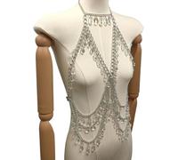 KJMWXOP Sexy Fashion Cutout Body Chain Acrylic Sequin Crystal Pendant Spliced Metal Chain for Women Waist Chains Belly Chains Bra Lingerie(Clear)