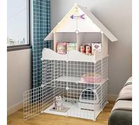 KJoBDwz Cat House Cat Cage Playpen 3-Tier Cat Cages Indoor Large with Storage Shelf, Folding Metal Cat Crate with Roof and Door