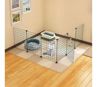 KJoBDwz Cat House Pet Playpen with Door, Small Animal Enclosure Cat Cages Dog Crate Indoor/Outdoor DIY Metal Pet Fence(108x108x46cm-a)