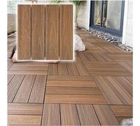 KjoiDWz Shower Bath Mat Wood-Plastic Composite Patio DIY Deck Tiles Interlocking Balcony Floor Pedal(Braun,12pcs)
