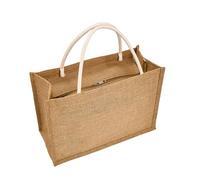 KJOLWHCQ Hessian Personalised Beach Bag - Strong Jute Shopping Tote, Reusable And Stylish, Burlap Grocery With Zip, Waterproof For Lunch(1001 Styles,M)