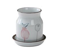 KJOLWHCQ Multi-Use Ceramic Kitchen Organizer, Crock for Utensils/Chopsticks, Heat-Resistant Countertop Storage Jar with Drain Hole, 5.5" H(E)