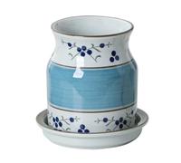 KJOLWHCQ Multi-Use Ceramic Kitchen Organizer, Crock for Utensils/Chopsticks, Heat-Resistant Countertop Storage Jar with Drain Hole, 5.5" H(B)