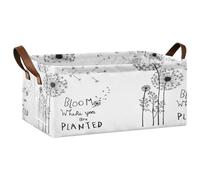 Kjovgcb 1 PC Rectangular Storage Basket Bin, Foldable Box with Leather Handles, Baskets Organizer for Kitchen 16.9x11.4x7.7 in Print Hand Drawn Dandelion Flowers Bloom Where You are Planted