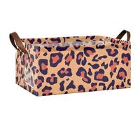 Kjovgcb 1 PC Rectangular Storage Basket Bin, Foldable Box with Leather Handles, Baskets Organizer for Kitchen 16.9x11.4x7.7 in Print Leopard Skin Animal Texture
