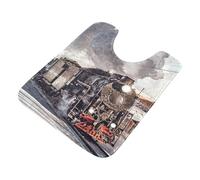 Kjovgcb 1 PC U-Shaped Bathroom Rug Doormat, Non-Slip Pads Bath Mat Contour Rug, Plush Bath Shower Mat, Absorbent Toilet Rug 20x24 in Print Steam Train with Smoke Moves Toward in Snow Winter