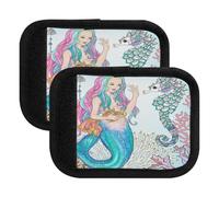 Kjovgcb 2PCs 2PCs Soft Luggage Handle Wrap Suitcase Marker Wraps Covers Tags Identifiers Handle Wraps for Accessories Print Mermaid with Gold Fish Seahorse Coral Reef Colorful