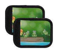 Kjovgcb 2PCs 2PCs Soft Luggage Handle Wrap Suitcase Marker Wraps Covers Tags Identifiers Handle Wraps for Accessories Print Three Green Frogs on The Log Yellow Flowers Green