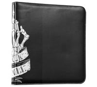 Kjovgcb 3 Ring Binders Photo Album, DIY PU Leather Cover Bookshelf Adhesive Scrapbook Album Refills for Family Travel Memory Wedding Print Skeleton Hand Rock Roll On Black